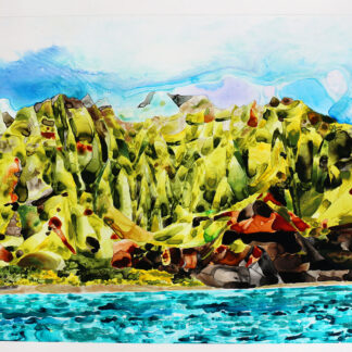 acrylic abstract original painting of NaPali coast