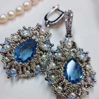 Handmade statement earrings with Swarovski crystals