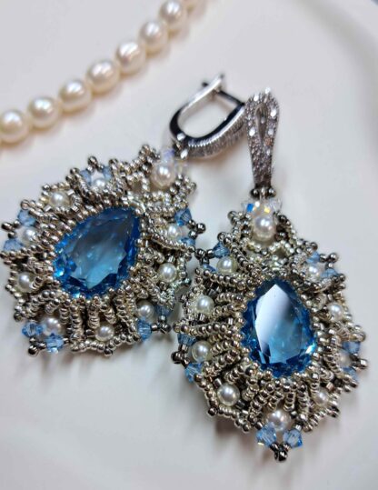 Handmade statement earrings with Swarovski crystals